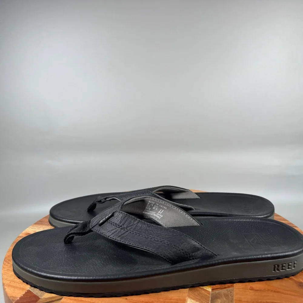 Reef Cushion Bounce Phantom Mens 11 Black Grey Flip Flop Sandals RF0A3FLL B-19